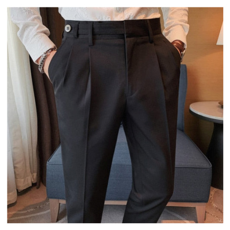 Pánské kalhoty s páskem slim vysoký pas JFC FASHION