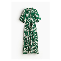 H & M - Košilové šaty's vázacím páskem - zelená