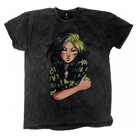 Billie Eilish tričko, Anime Billie Dip Dye Black, pánské RockOff