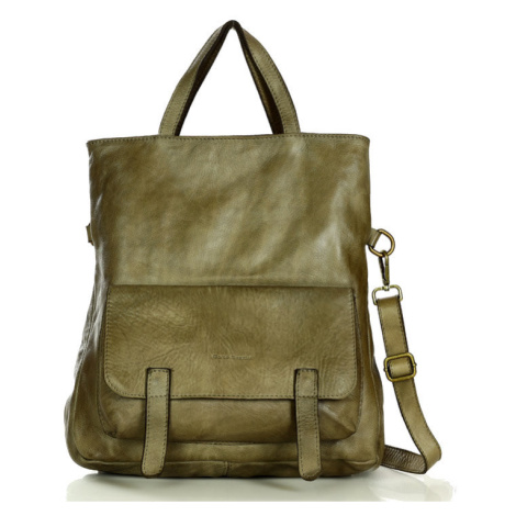 Kožená kabelka - batoh s přední kapsou přírodní kůže Marco Mazzini handmade