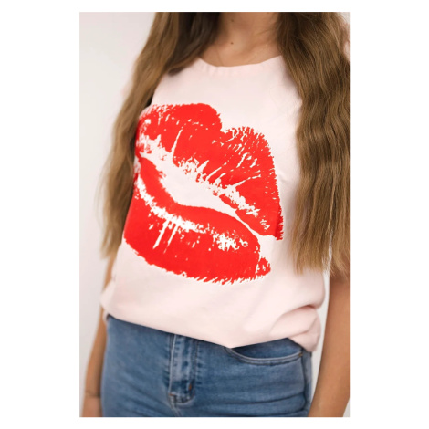 Kesi Halenka s potiskem rtů Barva: Růžová