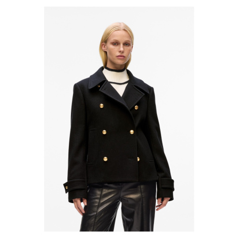 Kabát karl lagerfeld retro short wool coat black