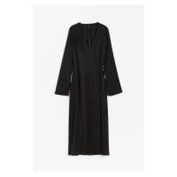 H & M - Saténové zavinovací šaty - černá