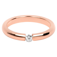 Troli Něžný růžově pozlacený ocelový prsten s krystalem