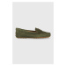 Semišové mokasíny Lauren Ralph Lauren Brynn dámské, zelená barva, na plochém podpatku