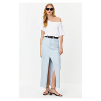 Trendyol Light Blue Slit High Waist Maxi Denim Skirt