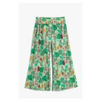 Koton Wide Leg Palazzo Trousers Floral Elastic Waist Pleated