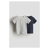 H & M - Bavlněné tričko 2 kusy - modrá