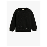 Koton Sweatshirt Crew Neck Long Sleeve Bead Detailed Raised