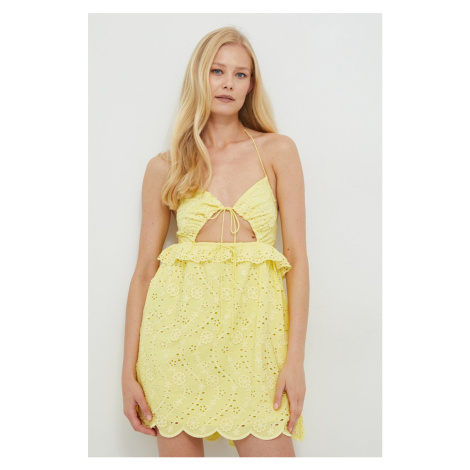 Šaty For Love & Lemons žlutá barva, mini For Love And Lemons