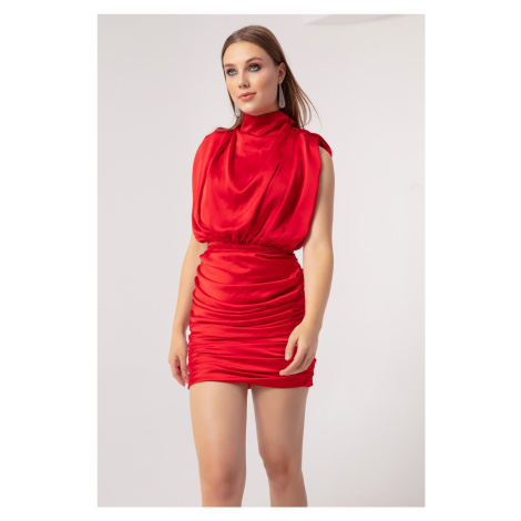 Lafaba Dámské červené mini večerní šaty a maturitní šaty