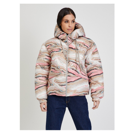Růžovo-béžová dámská vzorovaná zimní prošívaná bunda Tom Tailor - Dámské