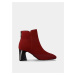 Tamaris červené kotníkové semišové boty na podpatku