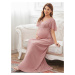 Elegantní šaty s volánovými rukávy pro těhotné - RŮŽOVÉ