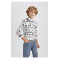 DEFACTO Boy's Christmas Themed Mini Me Crew Neck Sweater