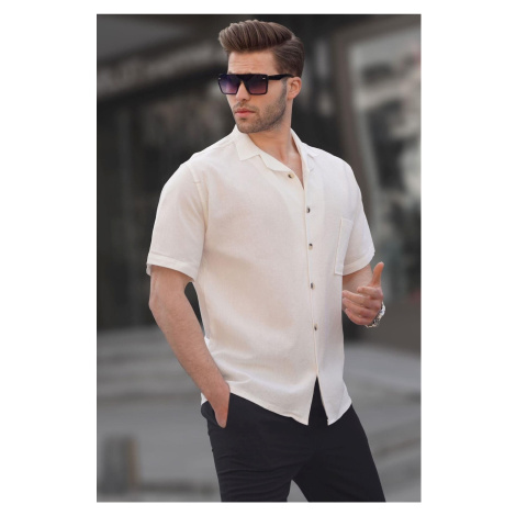 Madmext White Basic Short Sleeve Men's Shirt 5598