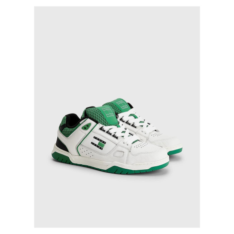 Zeleno-bílé pánské kožené tenisky Tommy Jeans Tommy Hilfiger