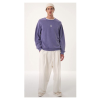 Trendyol Lilac Unisex Oversize/Wide Cut 100% Cotton Antique/Pale Effect Mystic Sweatshirt