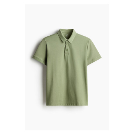 H & M - Tričko's límečkem COOLMAX® Slim Fit - zelená H&M