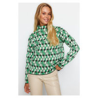 Trendyol zelený svetr z pleteného úpletu se vzorem