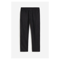 H & M - Lněné kalhoty Regular Fit - černá