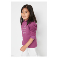 Trendyol Girls Purple Hooded Printed Knitted Sweatshirt