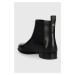 Kožené kotníkové boty Lauren Ralph Lauren Brylee dámské, černá barva, na plochém podpatku, 80290