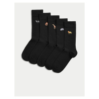 Sada pěti párů pánských ponožek v černé barvě Marks & Spencer Cool & Fresh™