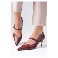 Mio Gusto Solene Claret Red Color Blunt Pointed Toe Women's High Heel Shoes