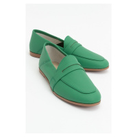 LuviShoes F05 Zelené Kožené Dámské Baleríny z Pravé Kůže