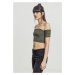 Dámské tričko // Urban classics Ladies Cropped Cold Shoulder Smoke Top olive