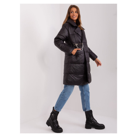 Černá péřová zimní bunda s prošíváním Fashionhunters