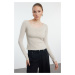 Trendyol Stone Button Detailed Pool Neck Slim/Fitting Knitted Blouse