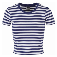 Urban Classics / Ladies Short Striped Tee white/darkblue