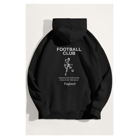 Mikina s Kapucí, Barva Černá, s Potiskem Football Club Hedrix