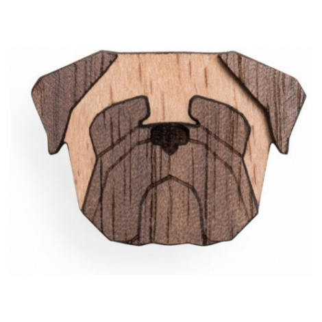 Dřevěná brož ve tvaru psa Pug Brooch BeWooden
