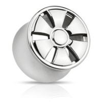 Plug do ucha z oceli - sedlový, design ELEKTRONY - Tloušťka piercingu: 16 mm