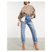ASOS DESIGN high rise 'slouchy' mom jeans in midwash-Blue