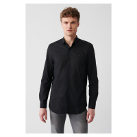 Avva Men's Anthracite 100% Cotton Printed Classic Collar Slim Fit Slim Fit Shirt