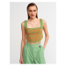 Dilvin 10212 Curved Front, Straps Knitwear Singlet-green.
