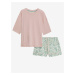 Zeleno-růžové dámské krátké pyžamo s potiskem Marks & Spencer