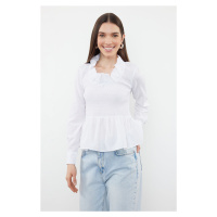 Trendyol Ecru Ruffled Gimped Woven Blouse