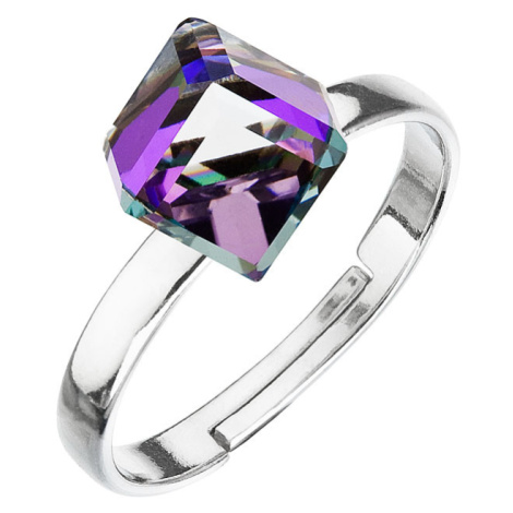 Evolution Group Stříbrný prsten s krystaly fialovo-modrá kostička 35011.5