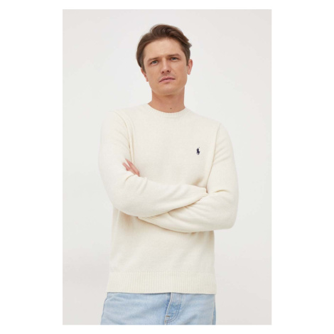 Vlněný svetr Polo Ralph Lauren pánský, béžová barva, 710878292