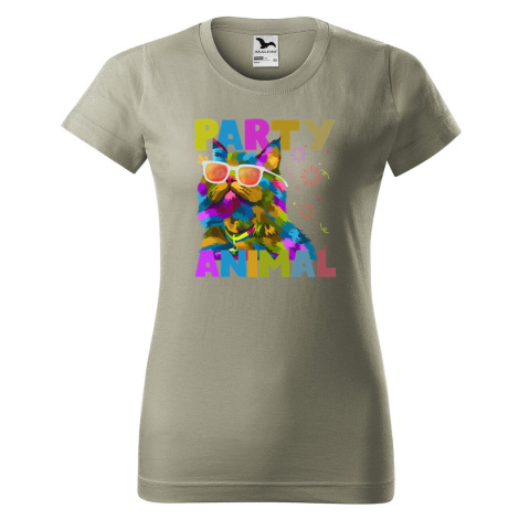 DOBRÝ TRIKO Dámské tričko s potiskem Party animal Barva: Světlá khaki