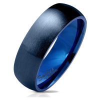 Ocelový prsten v tmavomodrém odstínu, matný a vypouklý povrch, 6 mm