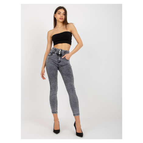Dámské tmavě šedé džíny s vysokým pasem Fashionhunters