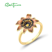 Stříbrný pozlacený prsten s květinou FanTurra