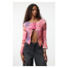 Trendyol Pink Crop Soft Texture Knit Cardigan