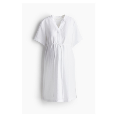 H & M - MAMA Tunikové šaty z lněné směsi - bílá H&M